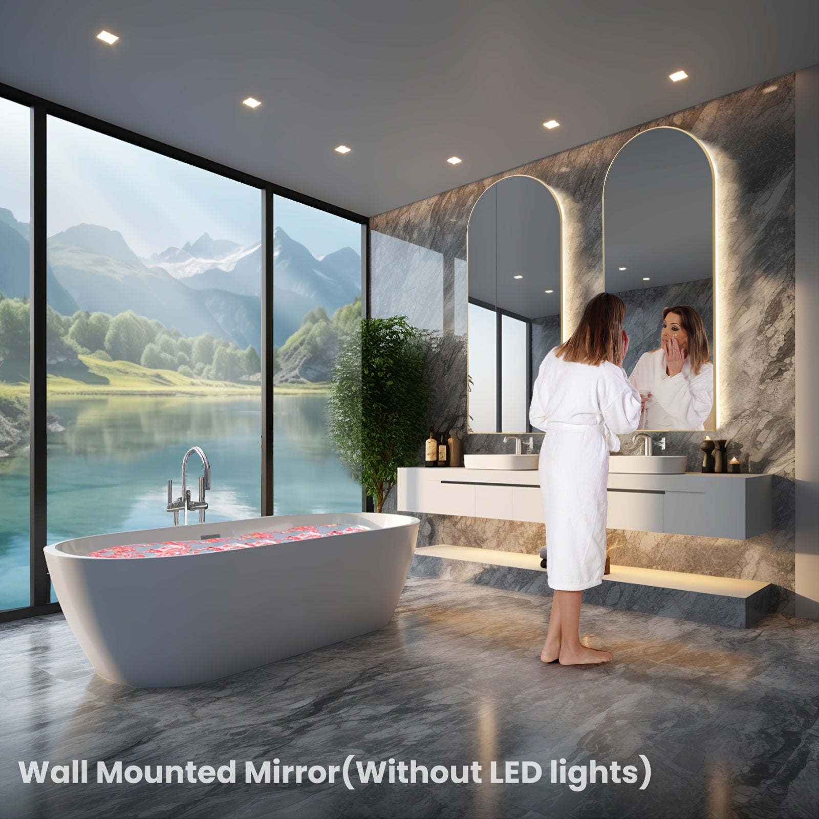 Classic Vertical Full Length Mirror – Floor Mount, Rectangle Shape, No Electricity Required, Glass Surface for Home, Hotel, and Bathroom