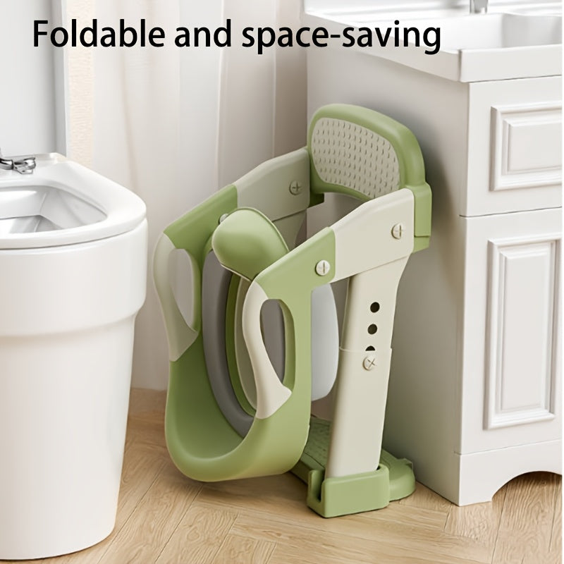 3-in-1 Portable Youngsters's Potty Training Toilet Seat - Adjustable, Foldable Step Stool with Safety Harness, Mixed Color, Plastic - Ideal for Home Use, Stair, Training