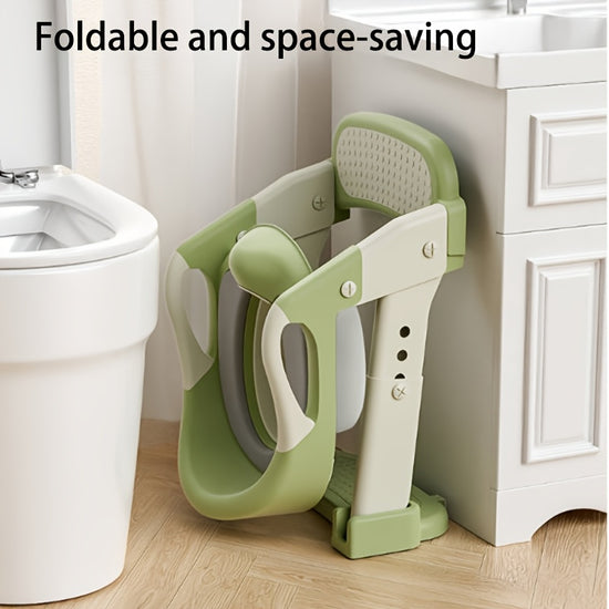 3-in-1 Portable Youngsters's Potty Training Toilet Seat - Adjustable, Foldable Step Stool with Safety Harness, Mixed Color, Plastic - Ideal for Home Use, Stair, Training