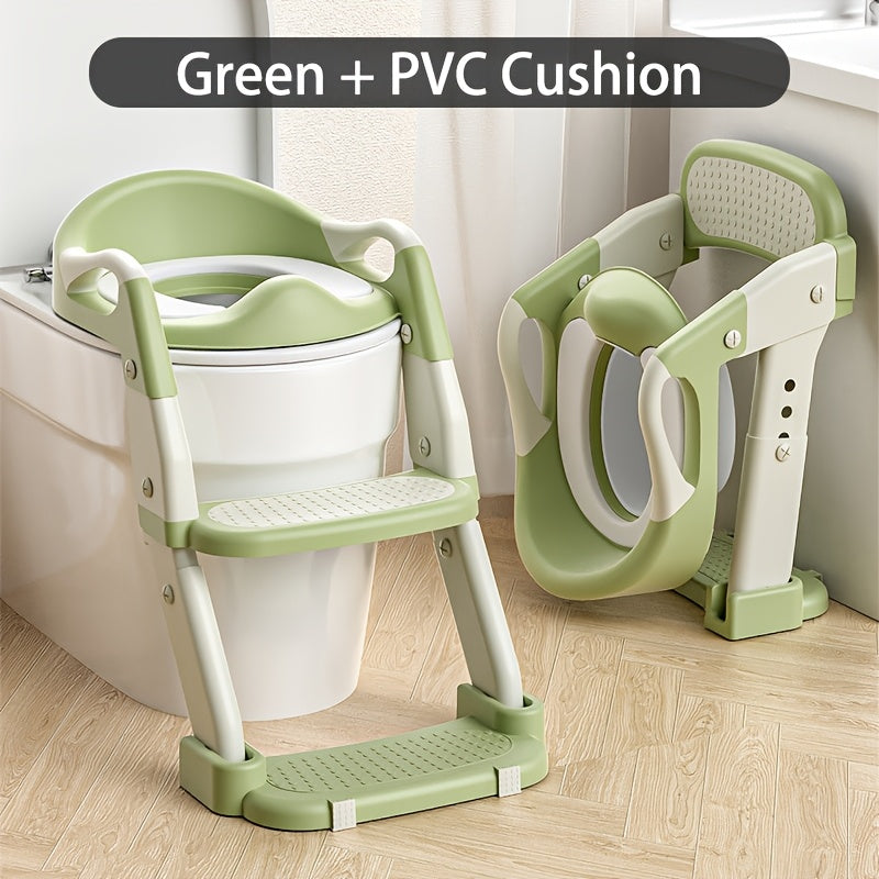 3-in-1 Portable Youngsters's Potty Training Toilet Seat - Adjustable, Foldable Step Stool with Safety Harness, Mixed Color, Plastic - Ideal for Home Use, Stair, Training