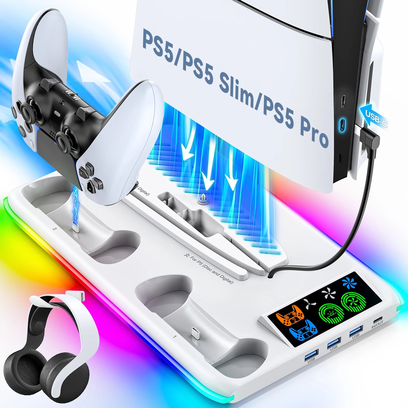 PS5 Controller/Console Charging Cooling Station