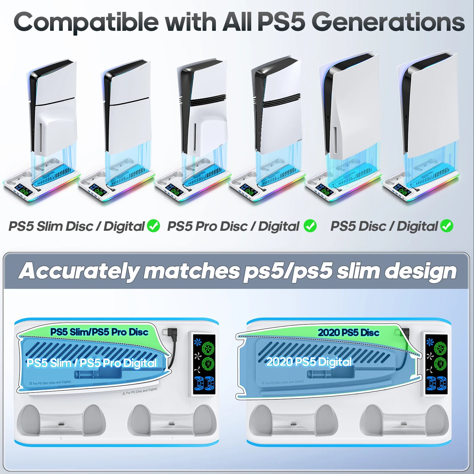 PS5 Controller/Console Charging Cooling Station