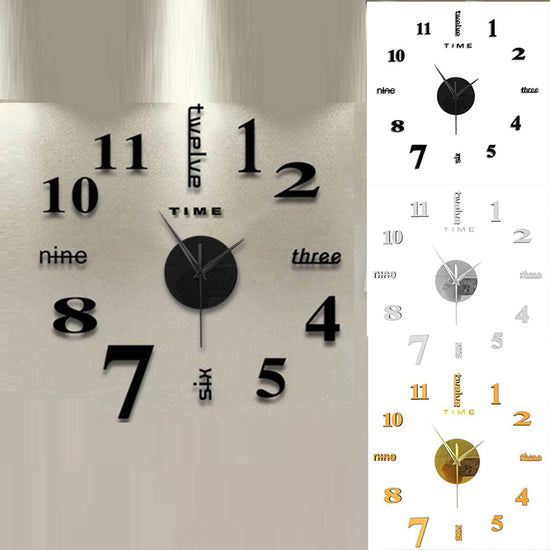 Frameless DIY 3D Wall Clock – Modern Mirror Surface Silent Quartz Clock for Home & Office