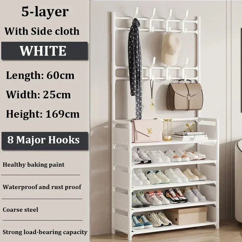 Multi-Layer Floor Shoe and Hat Rack