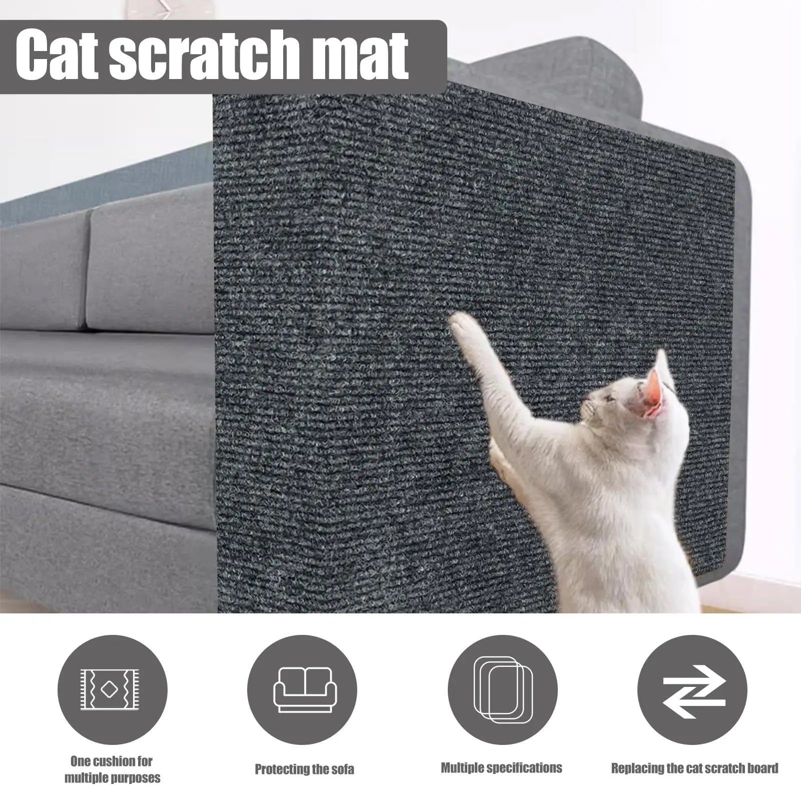 Anti-Scratch Cat Mat –– Self-Adhesive, Trimmable Furniture Protector for Cats
