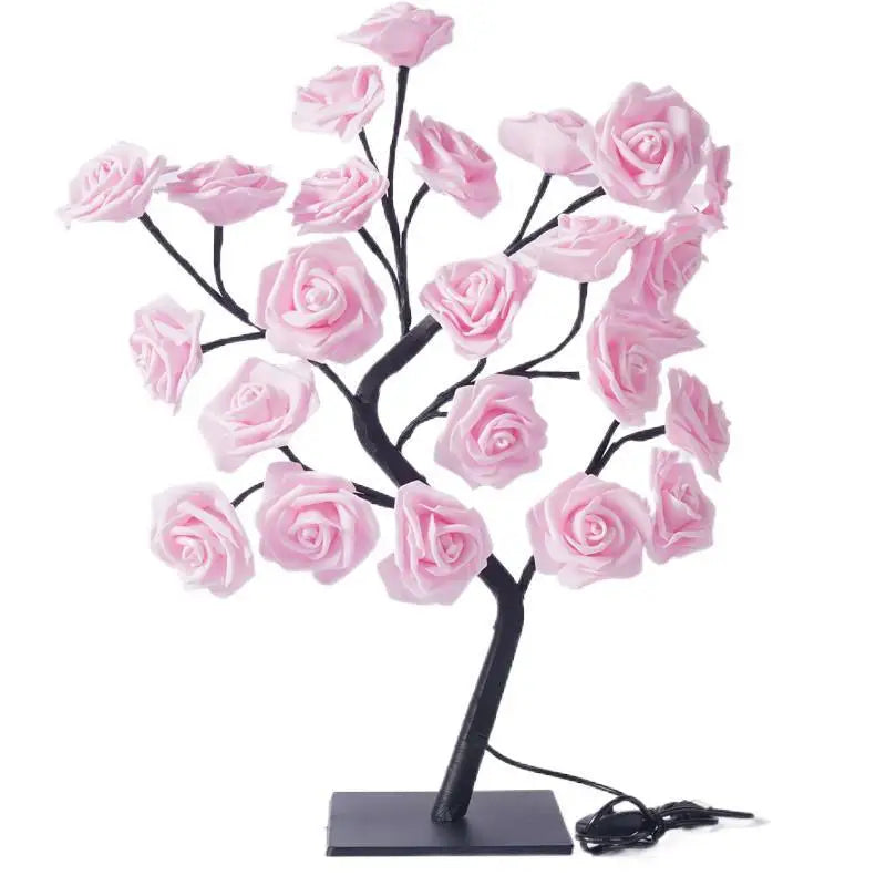 3D Rose LED Tree Lamp – USB Powered Romantic Night Light with Bendable Branches for Home, Holiday, and Gift Decor