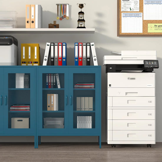 Blue Metal Storage Cabinet with Mesh Doors