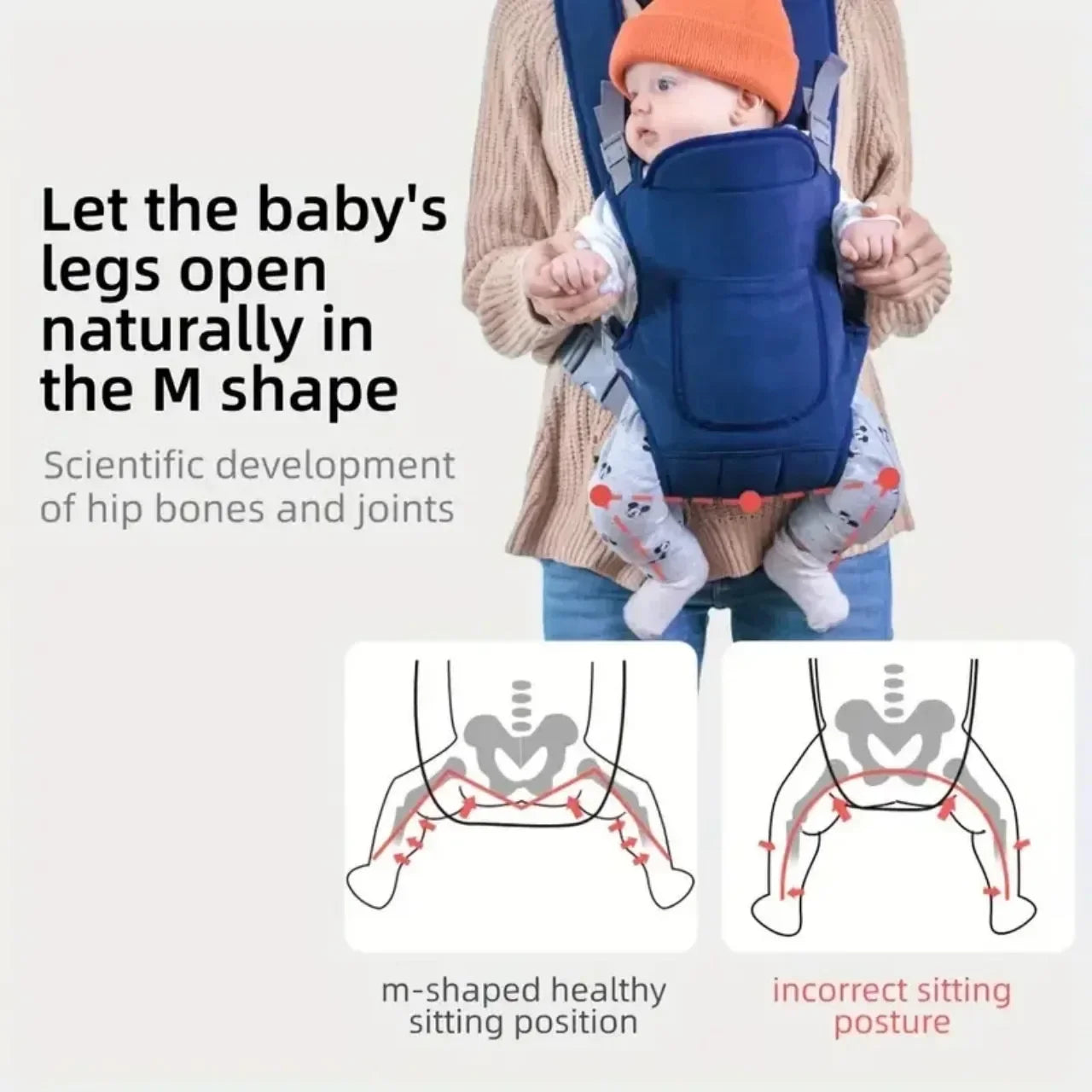 4-in-1 Ergonomic Baby Carrier Backpack - Breathable Newborn Sling, Hipseat, Waist Belt, and Versatile Carry Options