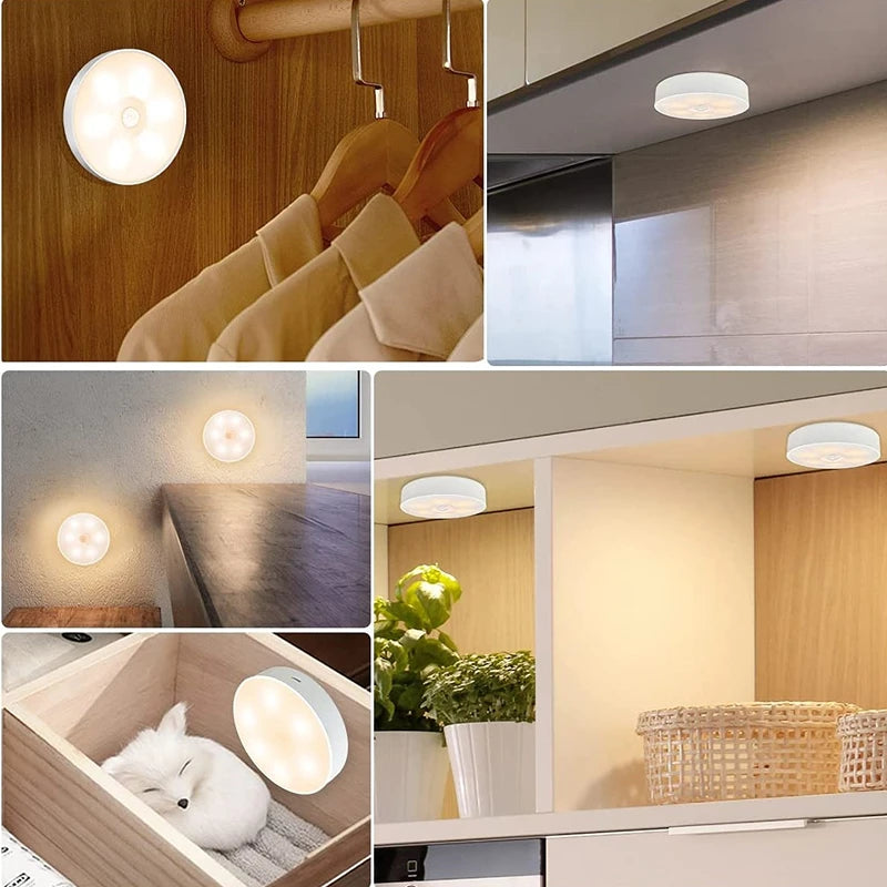 Rechargeable Motion Sensor Night Light – Wireless LED Puck Light for Closets, Stairs, and Kitchen