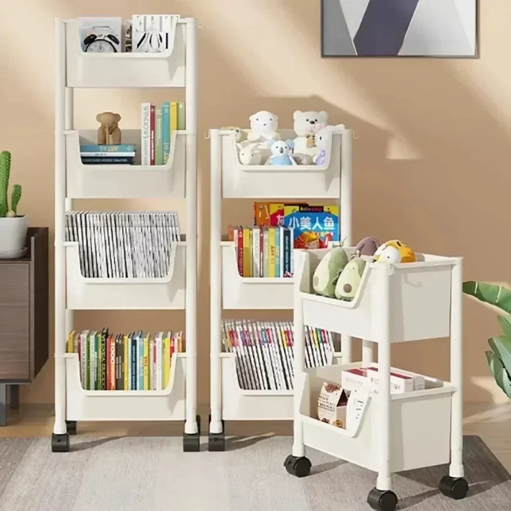 Multifunctional Trolley Bookshelf Storage Rack - Narrow Slit Design for Kitchen, Bathroom & Living Room Organizer