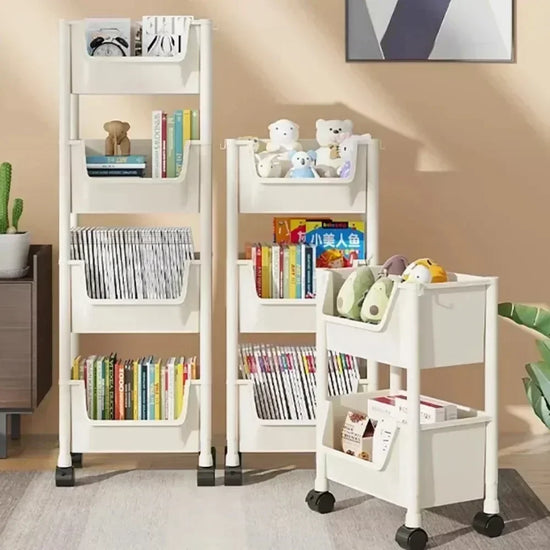 Multifunctional Trolley Bookshelf Storage Rack - Narrow Slit Design for Kitchen, Bathroom & Living Room Organizer