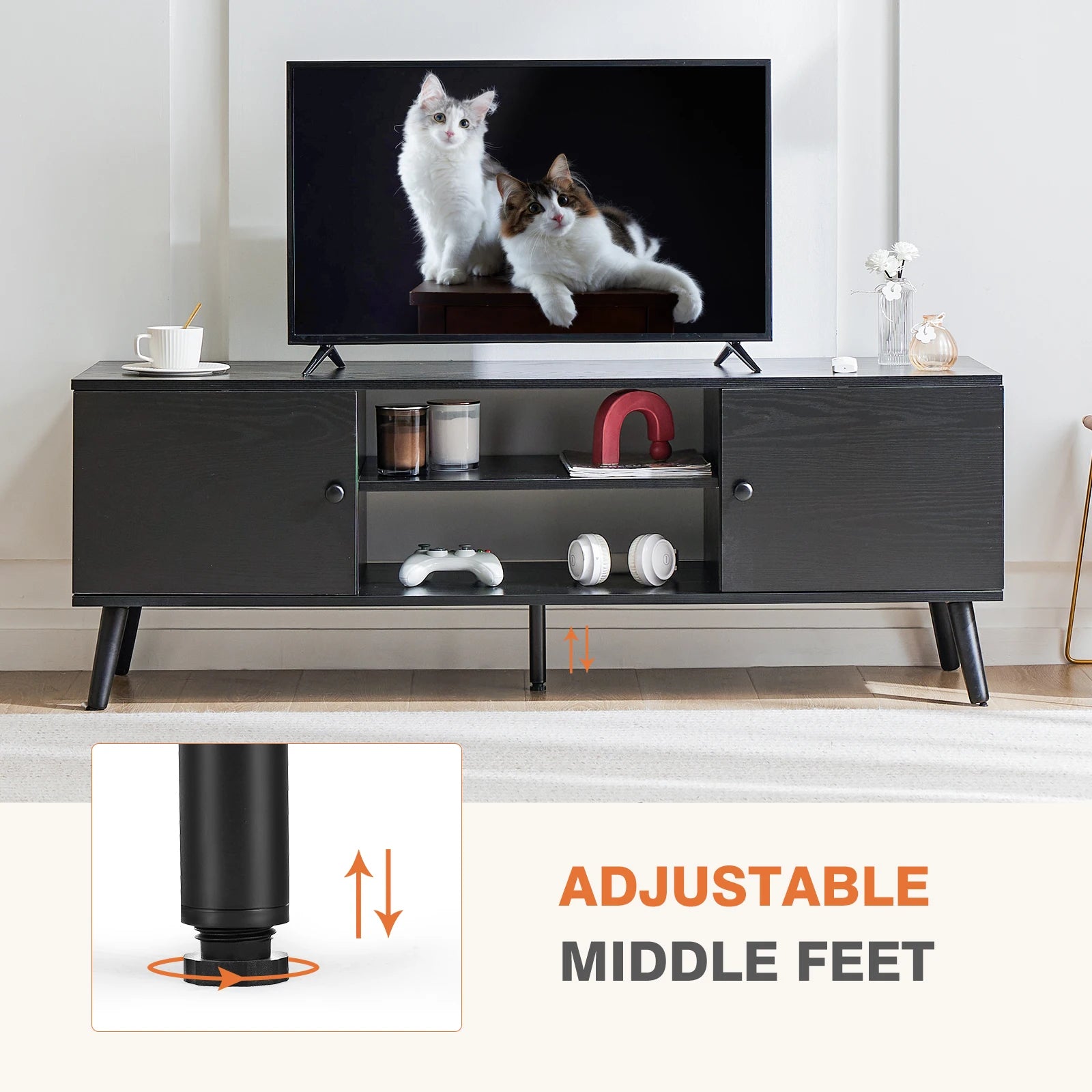JHK Wooden Fireplace TV Stand