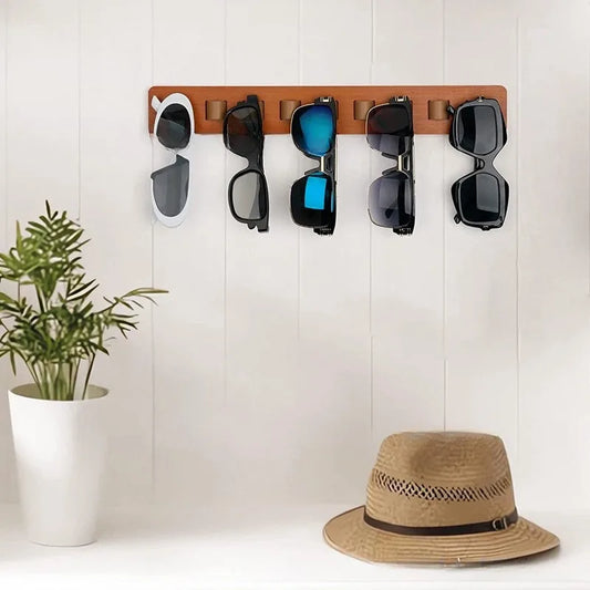Wooden Wall-Mounted Eyeglass Storage Rack