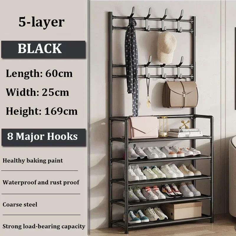 Multi-Layer Floor Shoe and Hat Rack