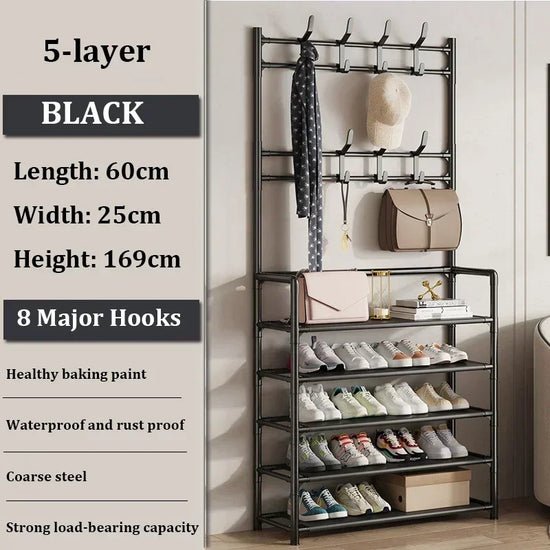 Multi-Layer Floor Shoe and Hat Rack