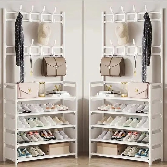 Multi-Layer Floor Shoe and Hat Rack