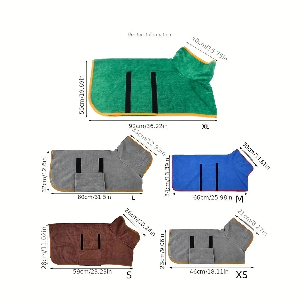 Quick-Dry Absorbent Pet Bath Towel – Soft Nanofiber Bathrobe for Small & Large Dogs and Cats