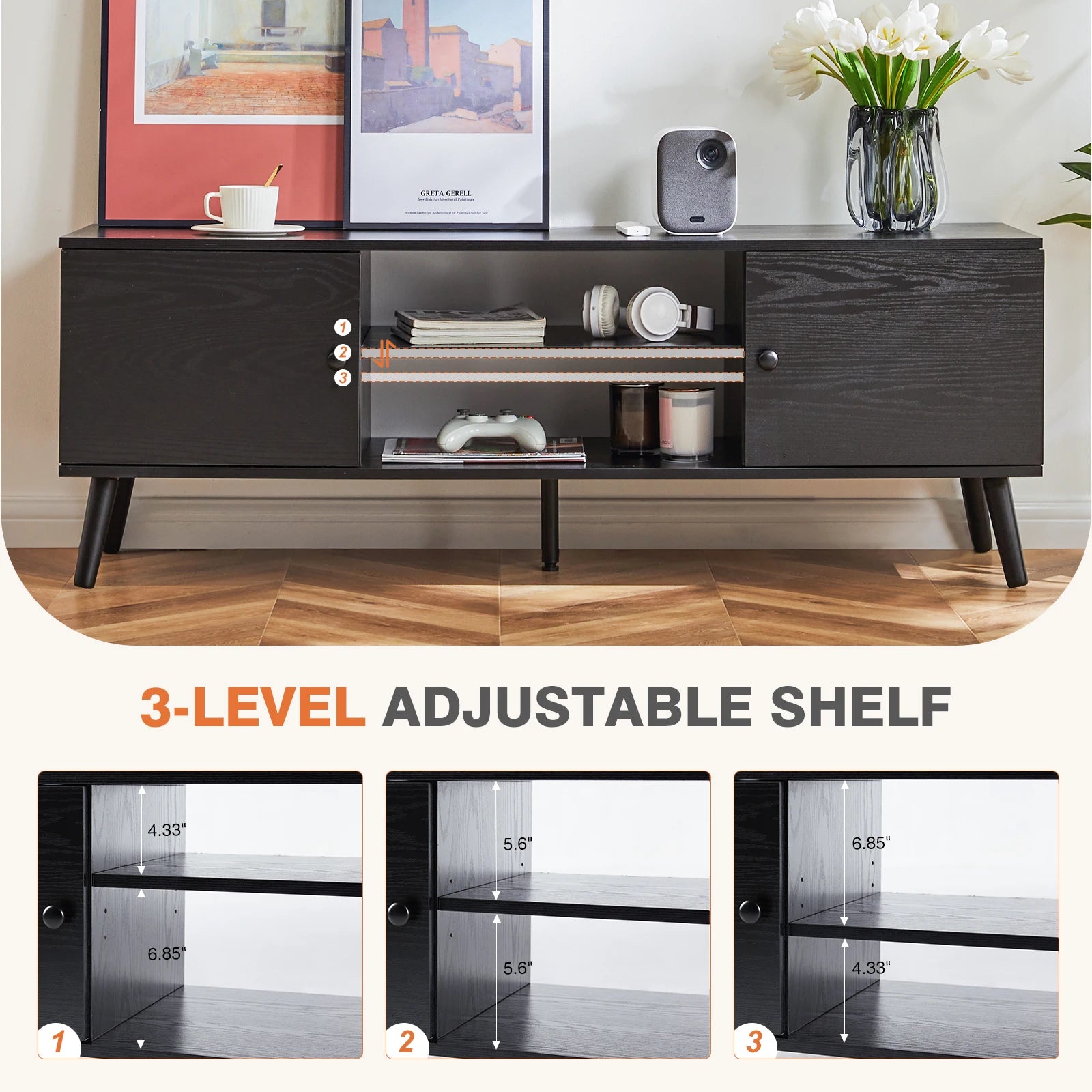 JHK Wooden Fireplace TV Stand