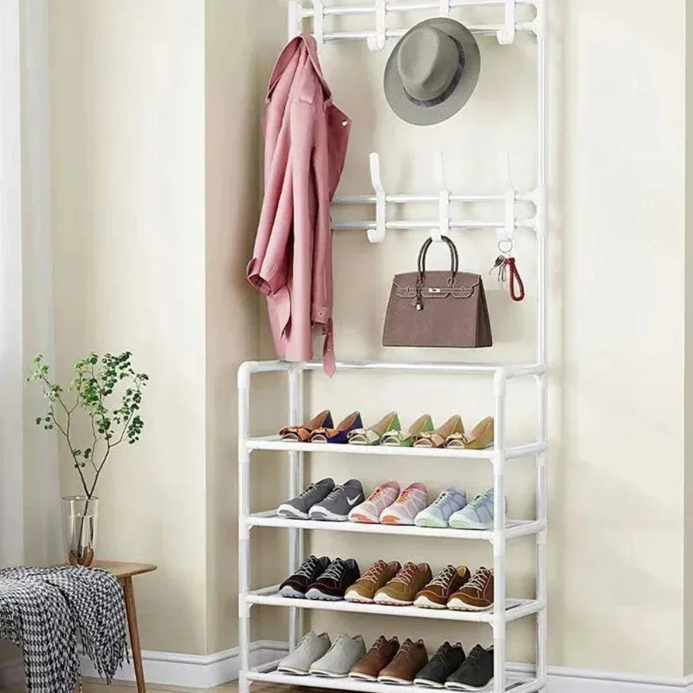 Multi-Layer Floor Shoe and Hat Rack