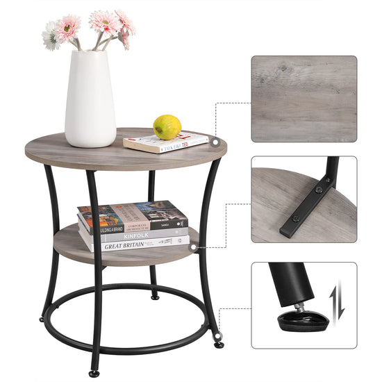 Round Side Table with 1 Storage Shelf – Minimalist Modern Coffee Table for Living Room, Bedroom, and Office