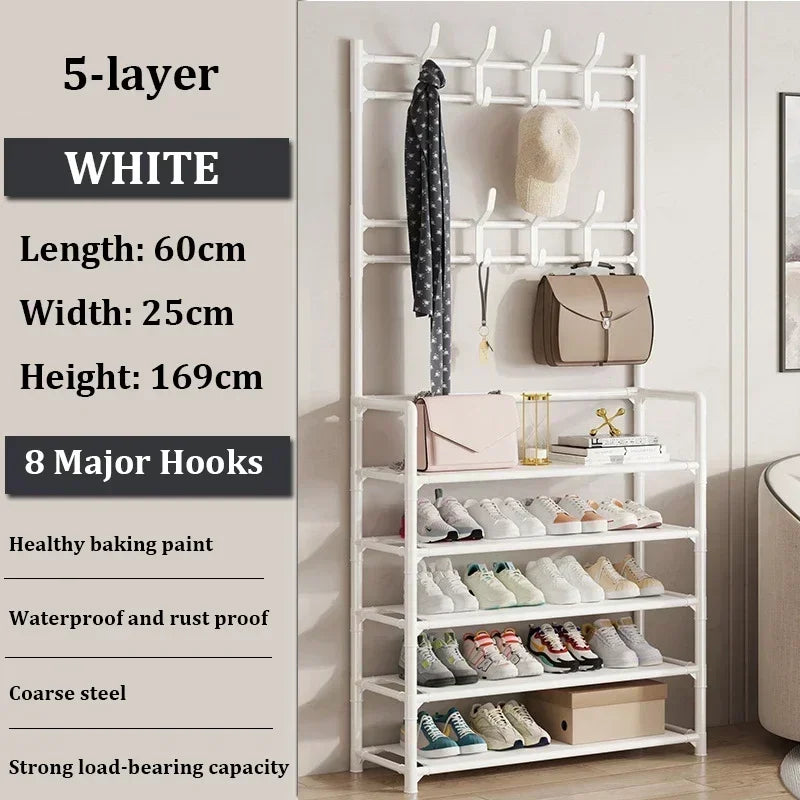 Multi-Layer Floor Shoe and Hat Rack