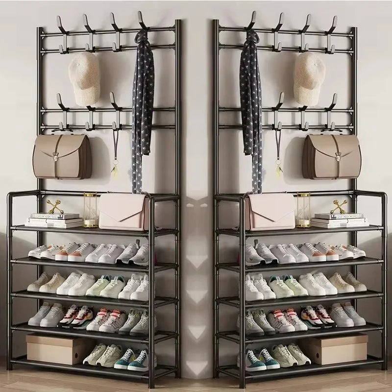 Multi-Layer Floor Shoe and Hat Rack