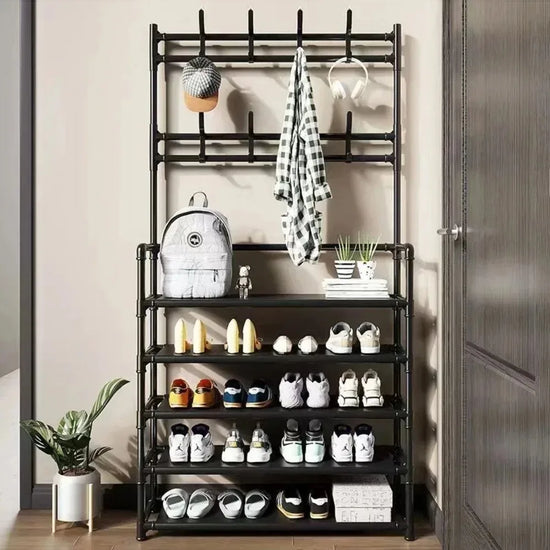 Multi-Layer Floor Shoe and Hat Rack