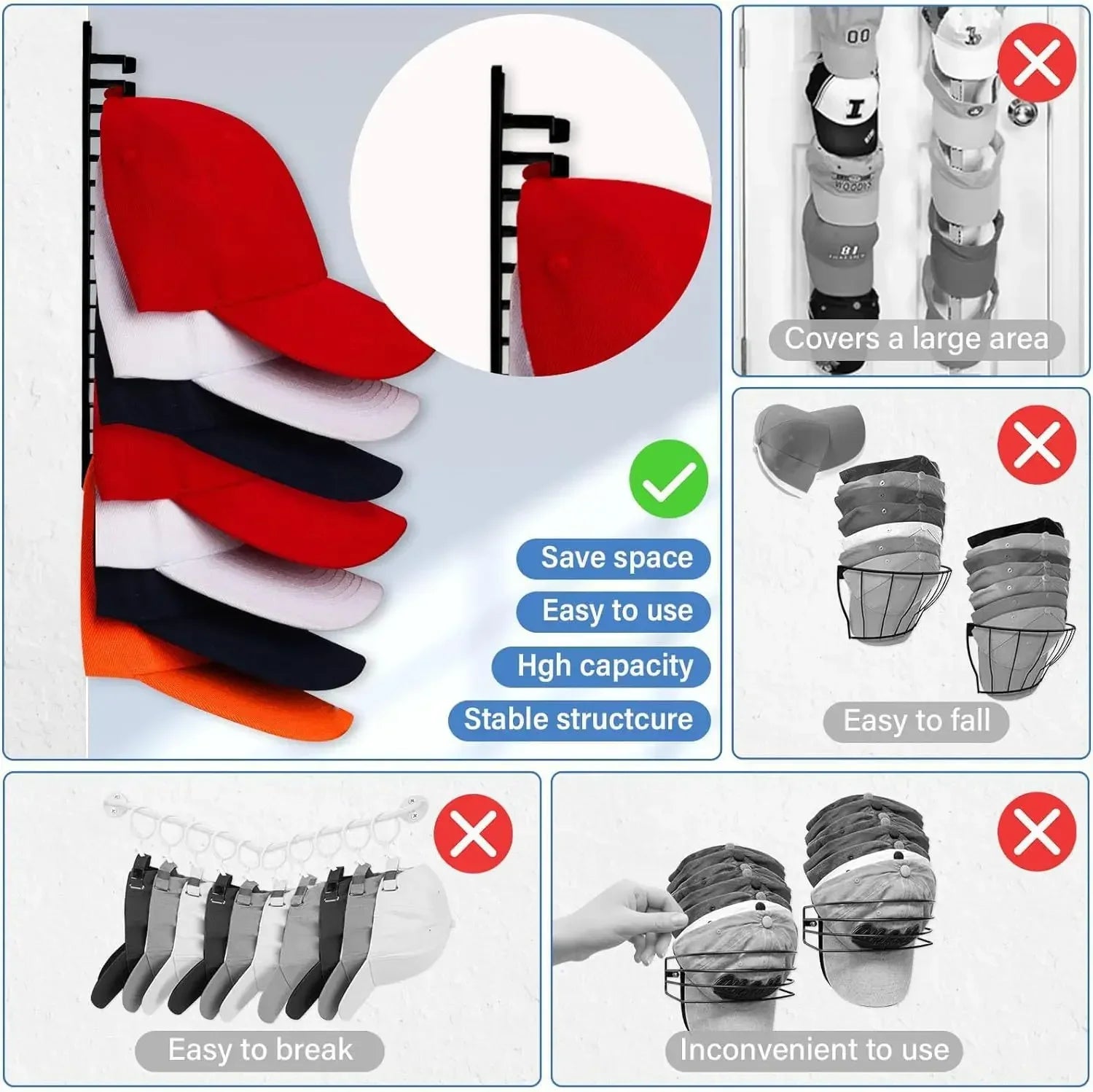 10-Grid Wall Mounted Cap Rack
