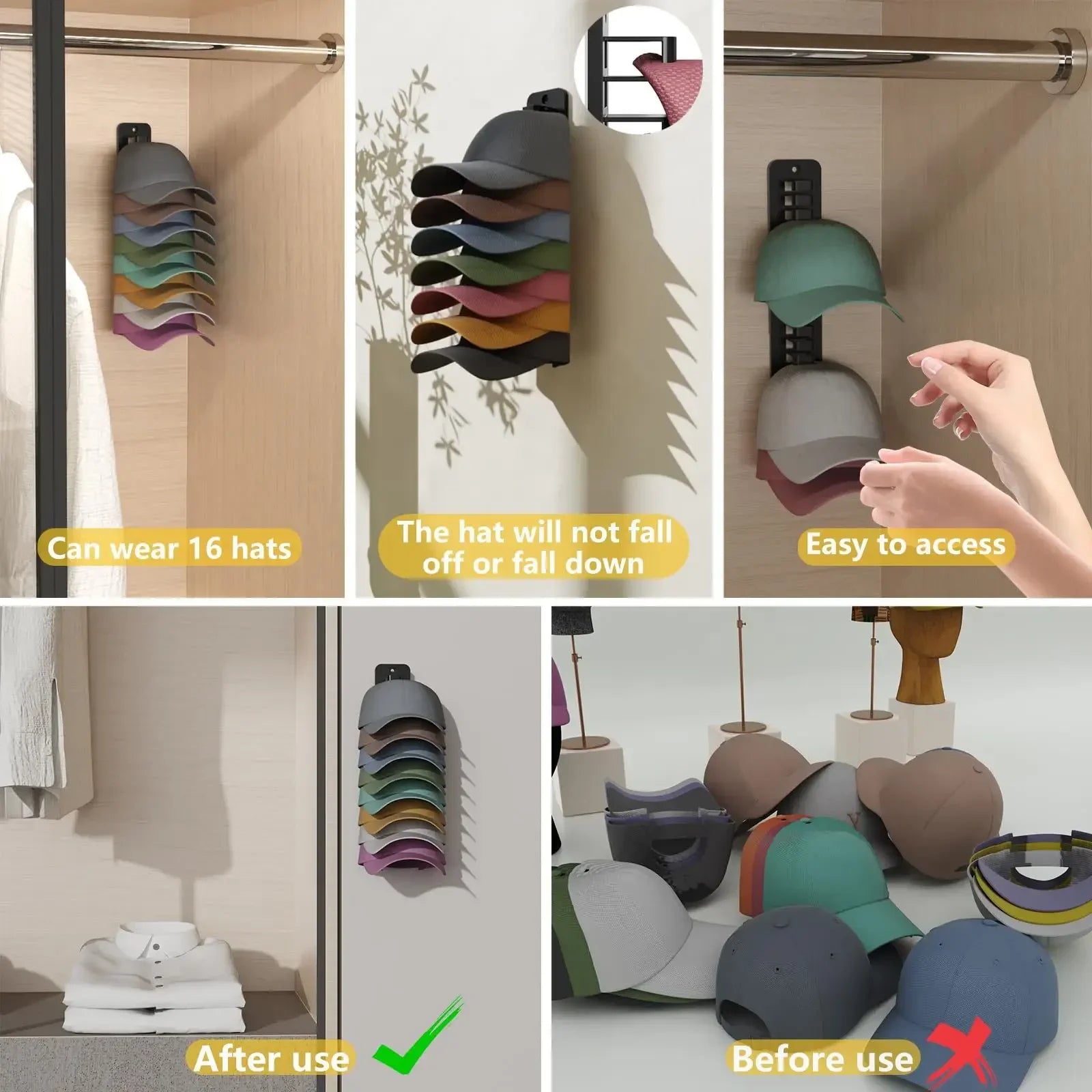 10-Grid Wall Mounted Cap Rack
