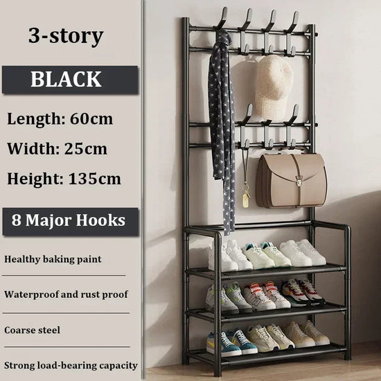 Multi-Layer Floor Shoe and Hat Rack