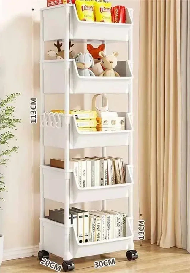 Multifunctional Trolley Bookshelf Storage Rack - Narrow Slit Design for Kitchen, Bathroom & Living Room Organizer