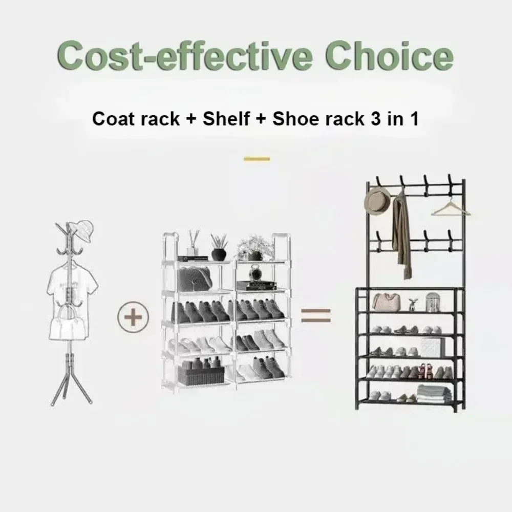 Multi-Layer Floor Shoe and Hat Rack