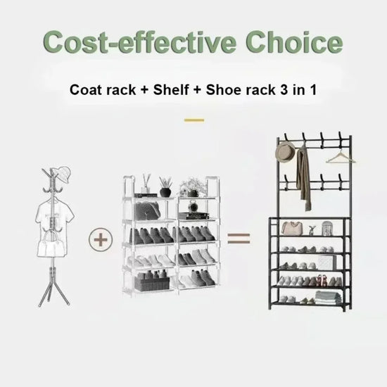 Multi-Layer Floor Shoe and Hat Rack