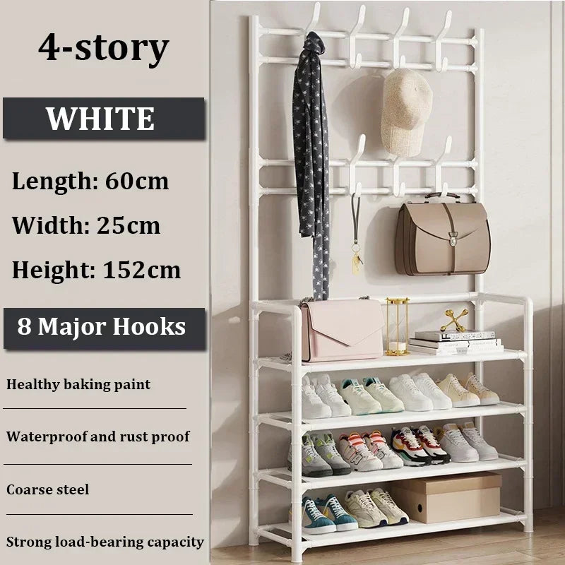 Multi-Layer Floor Shoe and Hat Rack
