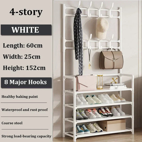 Multi-Layer Floor Shoe and Hat Rack