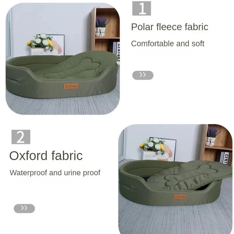 Double-Sided Dog Bed, Extra Large Size, Soft Fleece Sofa Kennel for Big Dogs & Cats, Breathable Warm Winter Bed, S-2XL