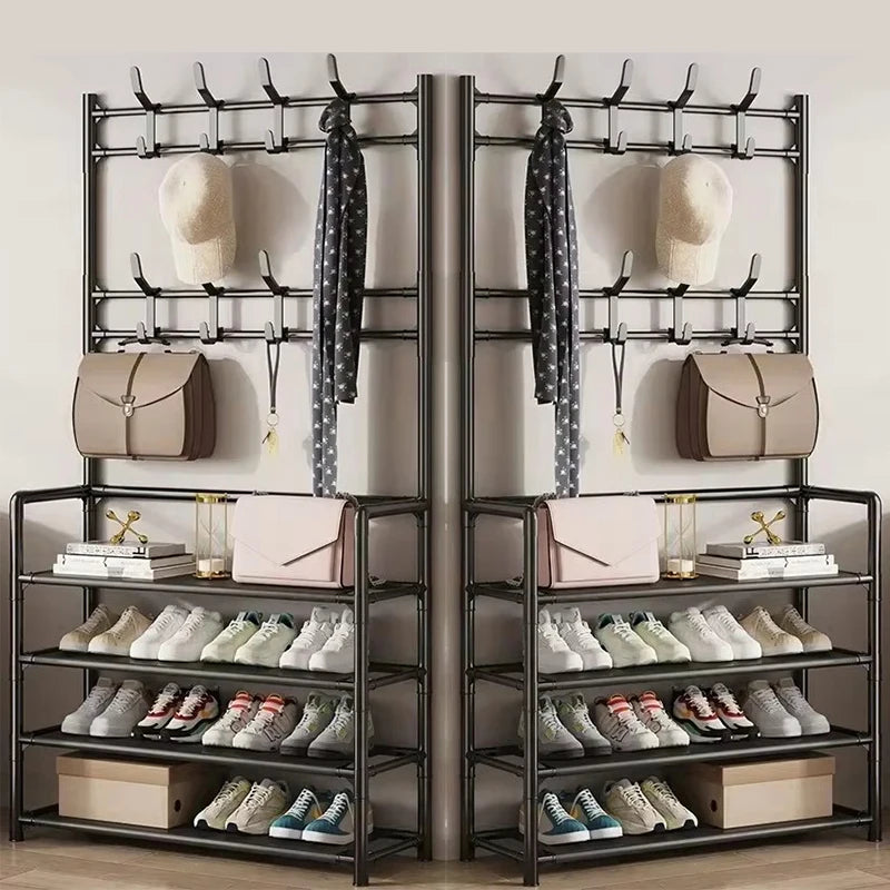 Multi-Layer Floor Shoe and Hat Rack