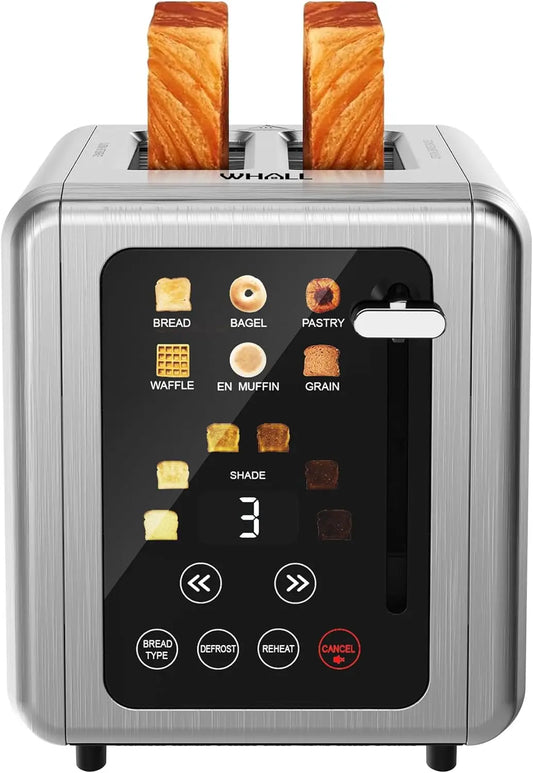 Touch Screen Toaster 2 Slice, Stainless Steel Digital Timer Toaster with Sound Function, Smart Extra Wide Slots Toaster