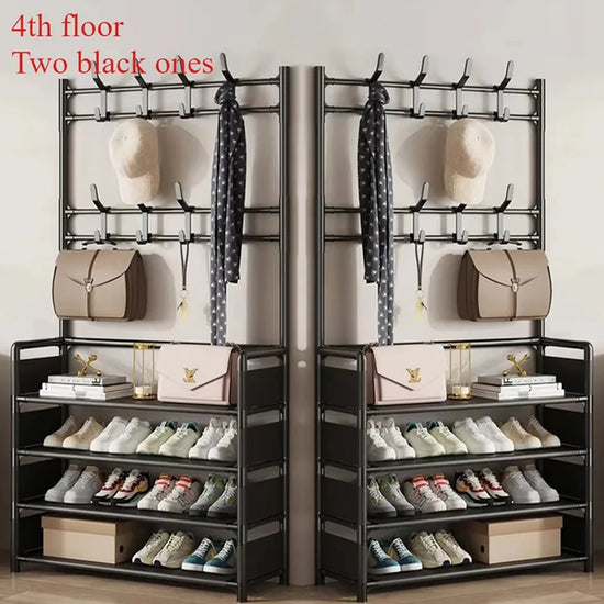 Multi-Layer Floor Shoe and Hat Rack