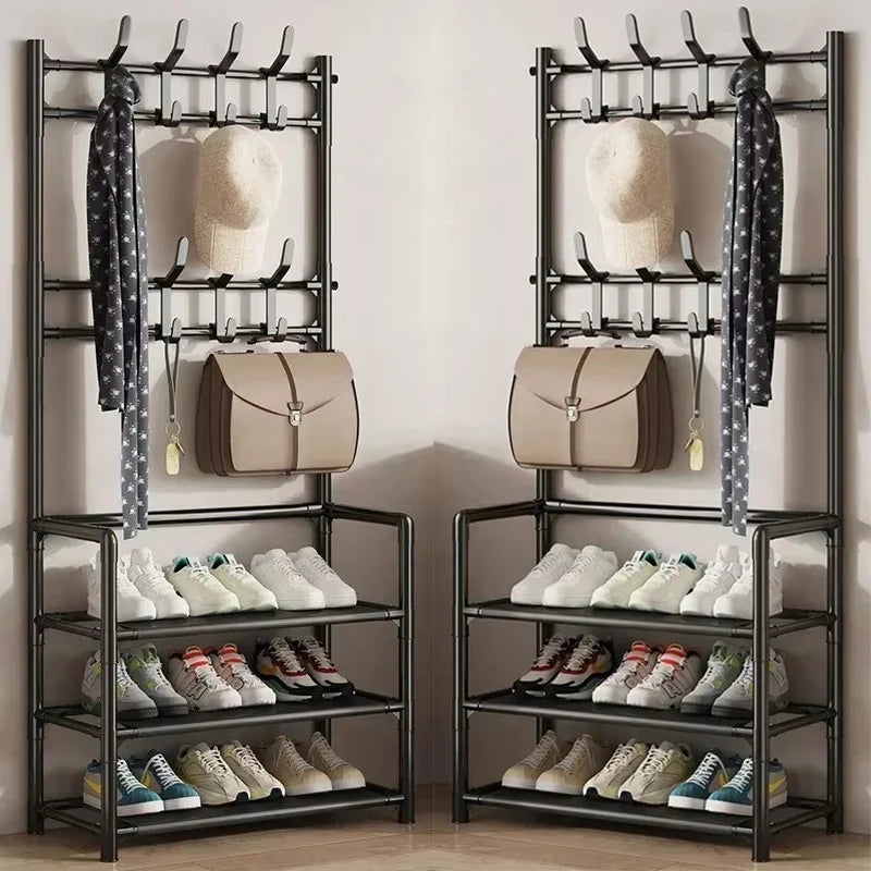 Multi-Layer Floor Shoe and Hat Rack