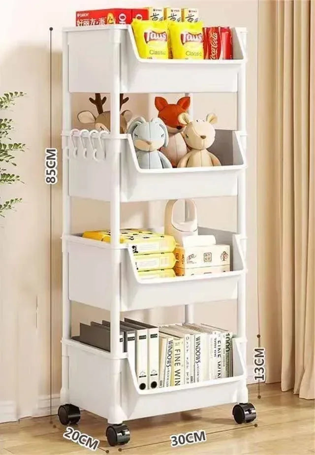 Multifunctional Trolley Bookshelf Storage Rack - Narrow Slit Design for Kitchen, Bathroom & Living Room Organizer
