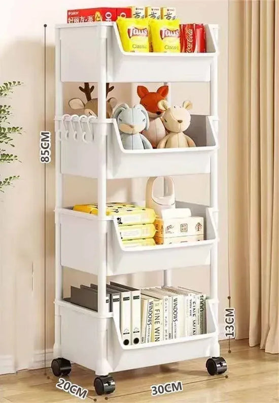 Multifunctional Trolley Bookshelf Storage Rack - Narrow Slit Design for Kitchen, Bathroom & Living Room Organizer