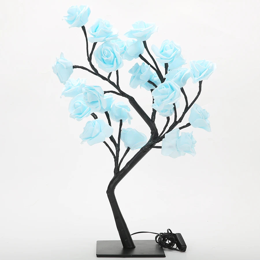 3D Rose LED Tree Lamp – USB Powered Romantic Night Light with Bendable Branches for Home, Holiday, and Gift Decor