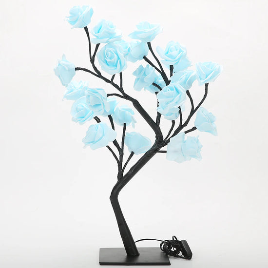 3D Rose LED Tree Lamp – USB Powered Romantic Night Light with Bendable Branches for Home, Holiday, and Gift Decor