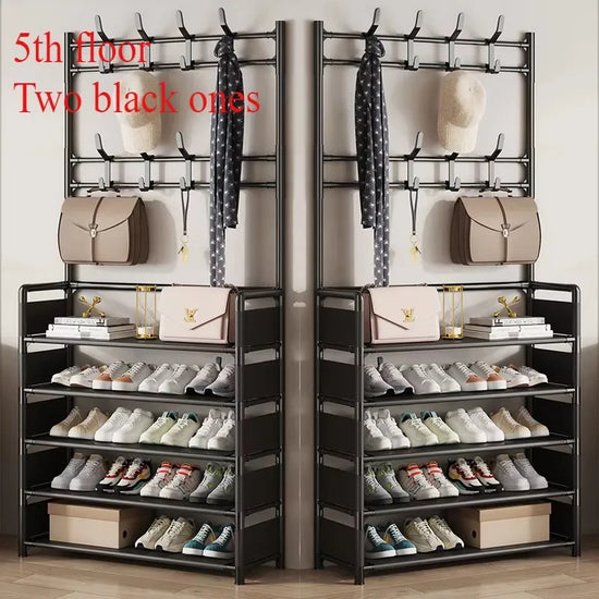 Multi-Layer Floor Shoe and Hat Rack