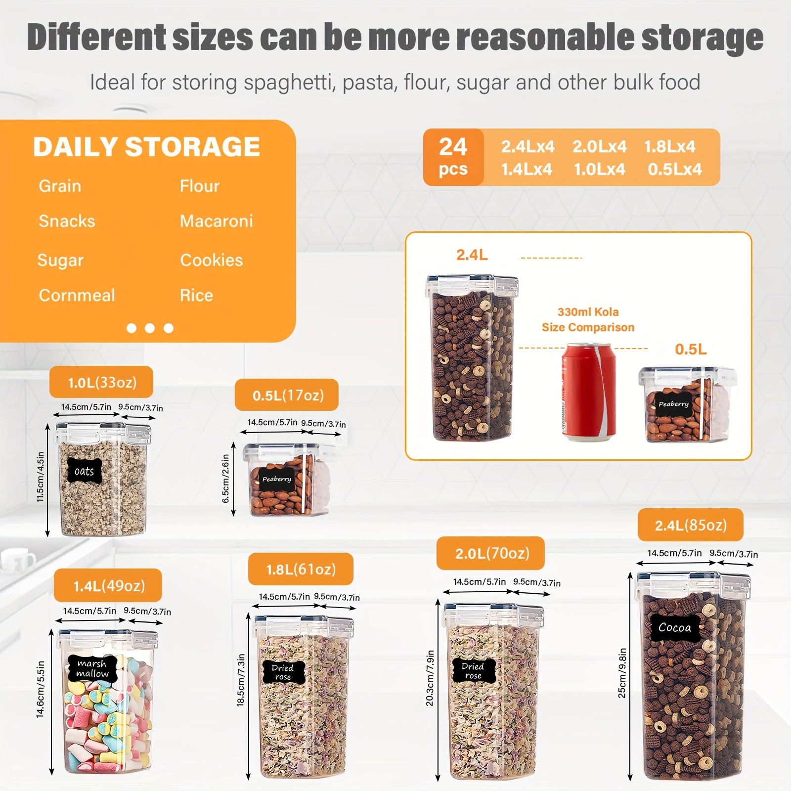Airtight Food Storage Containers - 24 Piece BPA-Free Plastic Canisters