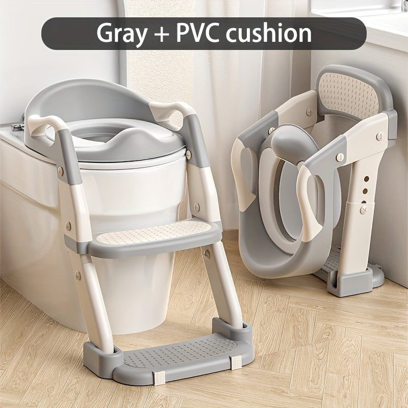 3-in-1 Portable Youngsters's Potty Training Toilet Seat - Adjustable, Foldable Step Stool with Safety Harness, Mixed Color, Plastic - Ideal for Home Use, Stair, Training