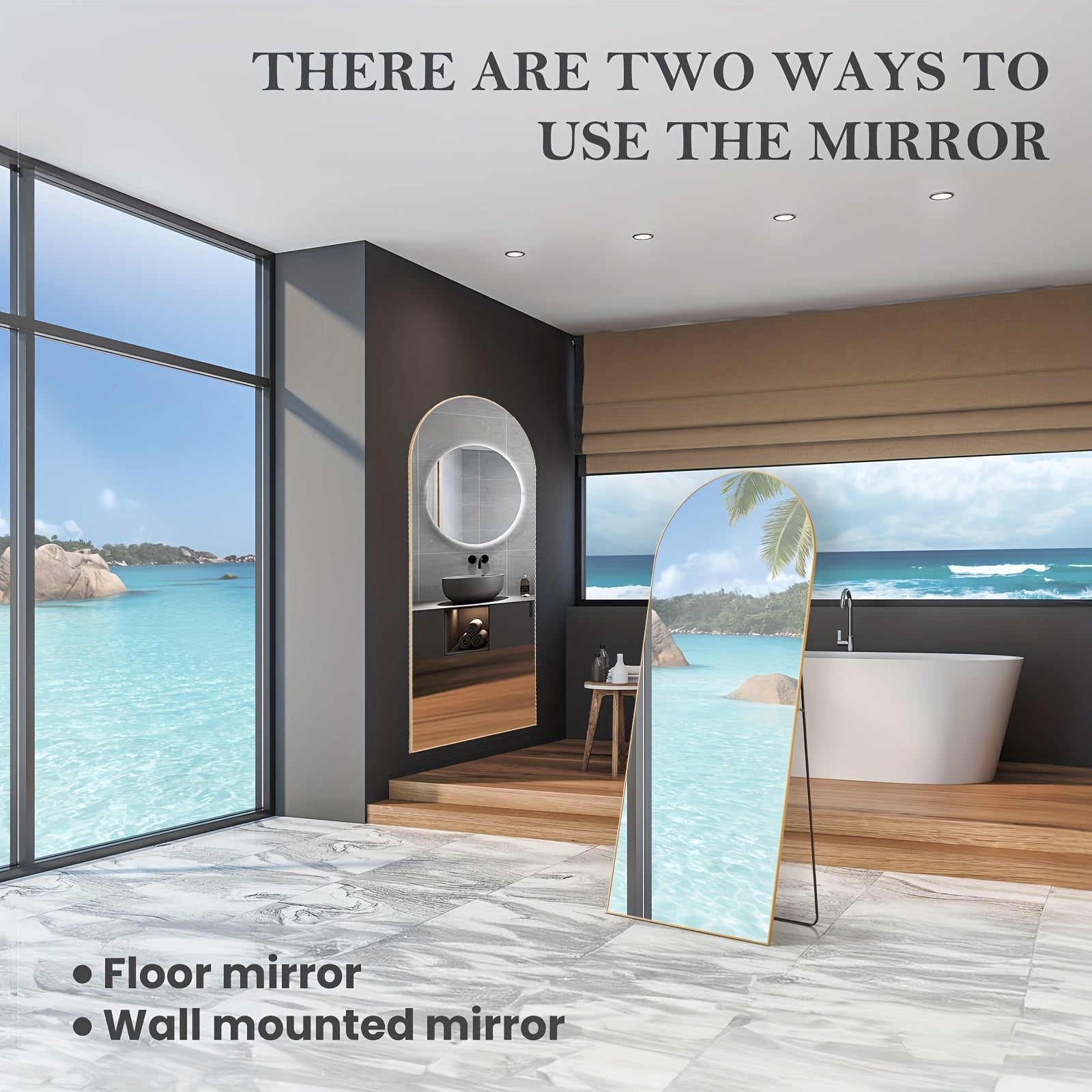 Classic Vertical Full Length Mirror – Floor Mount, Rectangle Shape, No Electricity Required, Glass Surface for Home, Hotel, and Bathroom
