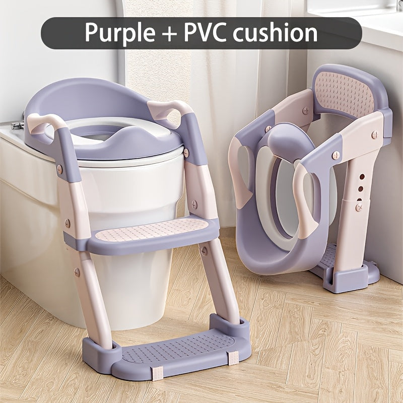 3-in-1 Portable Youngsters's Potty Training Toilet Seat - Adjustable, Foldable Step Stool with Safety Harness, Mixed Color, Plastic - Ideal for Home Use, Stair, Training